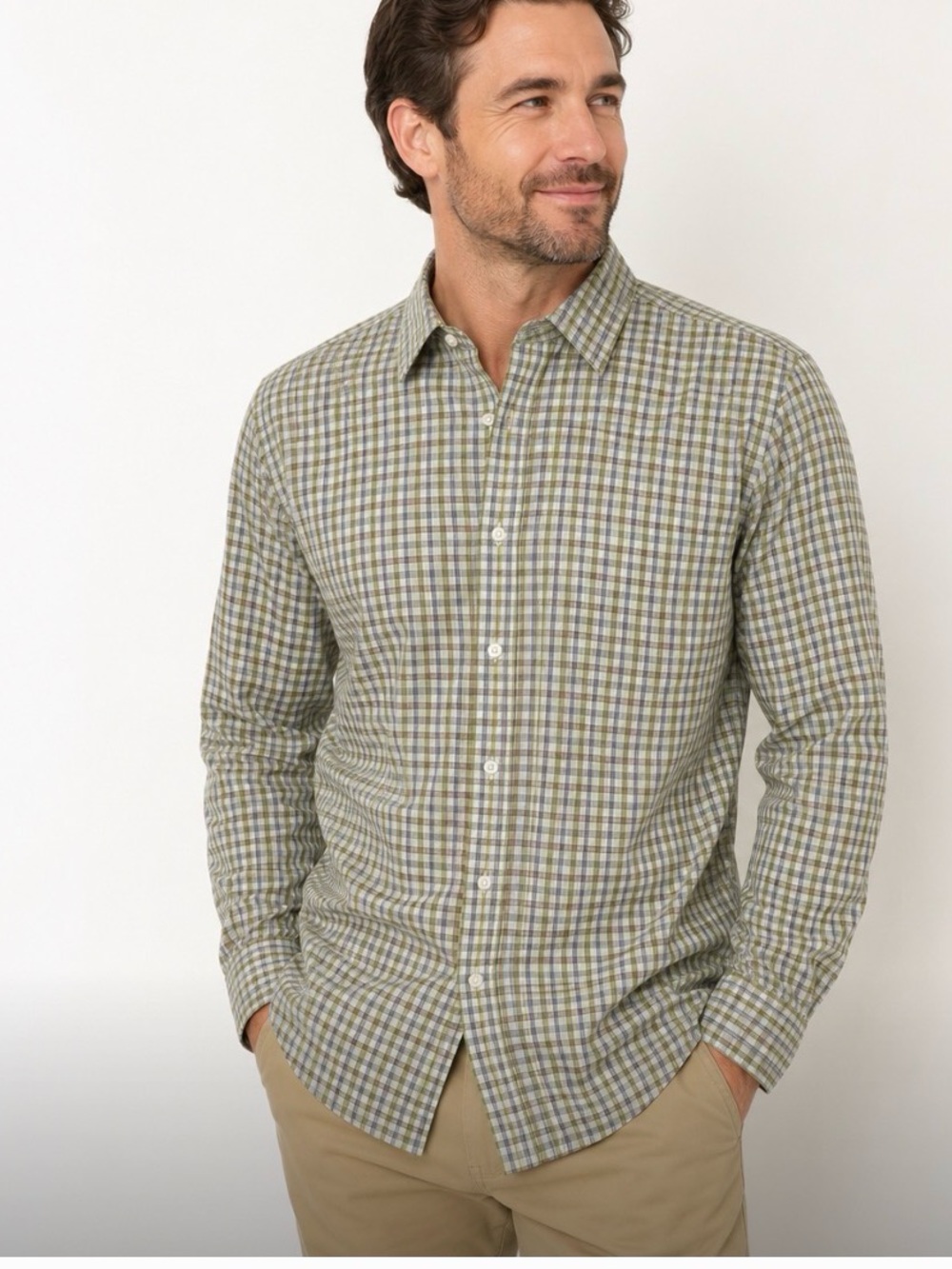 * Banana Republic Men’s Classic Fit Plaid Button Down Shirt Green Brown Size M